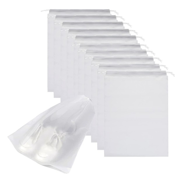 JUSTBOKU Drawstring Cloths, Waterproof, Transparent, Set of 12, Shoe Bag,
