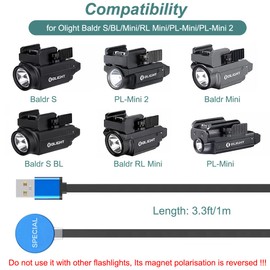 Kissmart MCC Special Charger for Olight Baldr S, PL-Mini 2, Baldr Mini, Baldr S BL, Baldr RL Mini, PL-Mini | Replacement USB Charging Cable for Tactical Flashlights (1m/3.3ft)