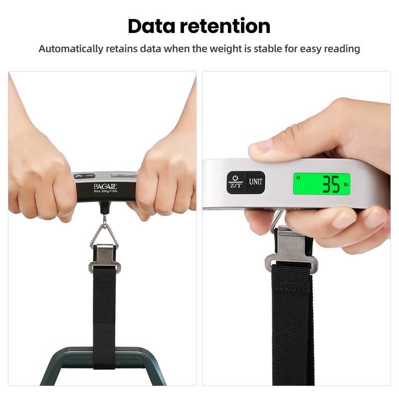 BAGAIL Digital Luggage Scale, 110lbs Hanging Baggage Scale with Backlit