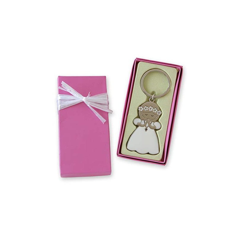 Mopec First Communion Girl Keyring with White Dress Praying, Pack