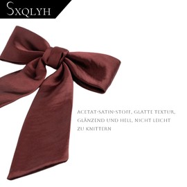SXQLYH Satin Bow Hair Clip, Women's Hair Clips with Large Bow Acetate Satin, Women's Hair Bows, French Hair Clips, Ballerina Bow, Soft, Silky and Shiny (Burgundy)