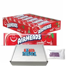 Airheads 36x15.6g, Watermelon, White Mystery, Blue Raspberry & Cherry - Tasty & Chewy Boxed Treatz (36, Cherry)