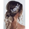 Brishow Bride Wedding Hair Vine Silver Flower Bridal Headpiece Blue
