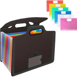 GeorgeX Carpeta de Archivos Organizadora Expandible 13 Folder Tamaño Carta A4, Organizador de Archivos Plástico con Separadores para Guardar Facturas, Recibos, Cupones