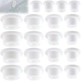 SmallCat 20 PCS Bathtub Jet Covers, Reusable Silicone Tube Sink Hole Plug, Waterproof Cover Jet Plugs, Heat Resistant Pipe Tube Inserts for Bathtub Hole, Pool - White, 5 Sizes