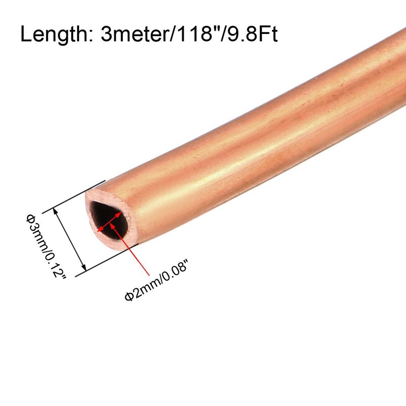 sourcing map Refrigeration Tubing, 1/8" OD x 5/64" ID x