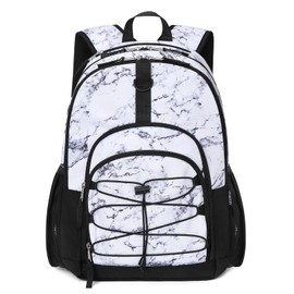 ZORFIN Backpack for School, Travel: Bookbag for Girls Boys - Kids Backpack with Multi Compartments - Marble