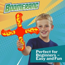 ANCORY Boomerang for Kids, 12m Range - Flying Boomerang Toy - Water Floating Easy-to-Throw Outdoor Toys, Blue