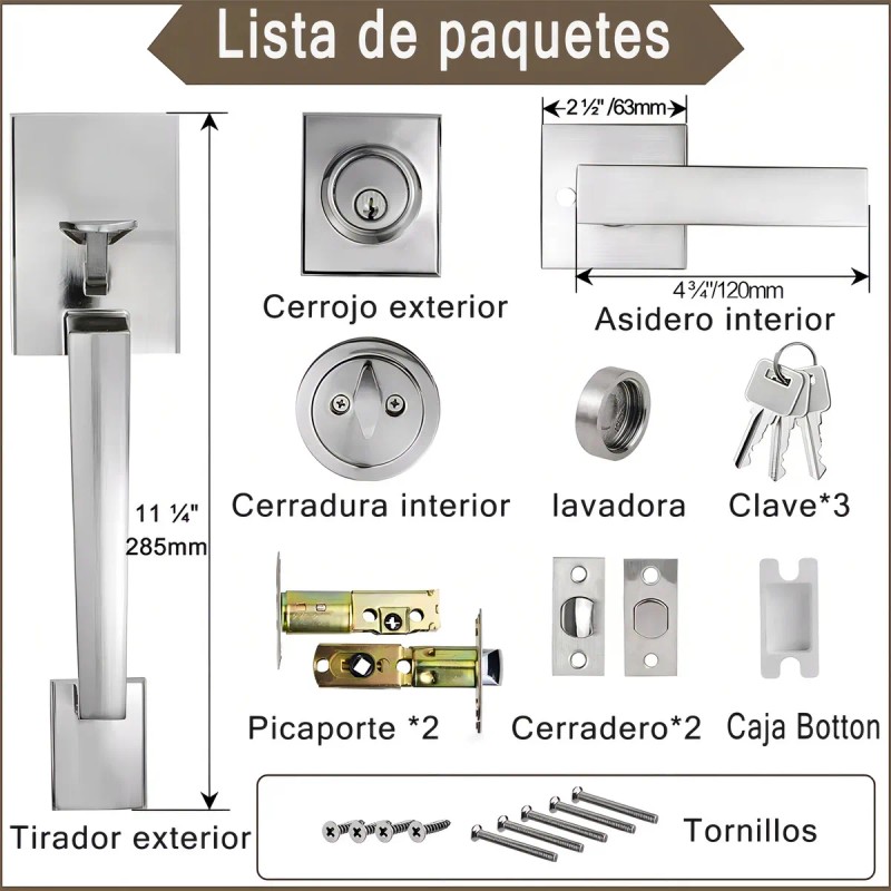 Cerradura Manija Banna TD-0925 Puerta Principal Aleación Zinc Reversible Ajustable