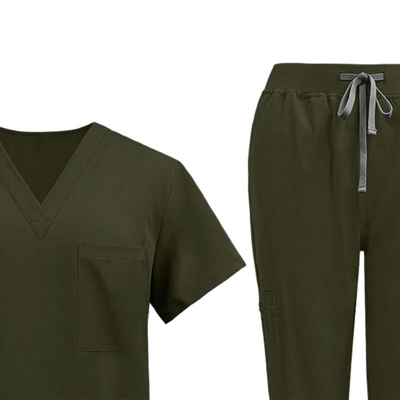 Wazsnhm Women Uniform Scrubs Set Top and Pants Durable V