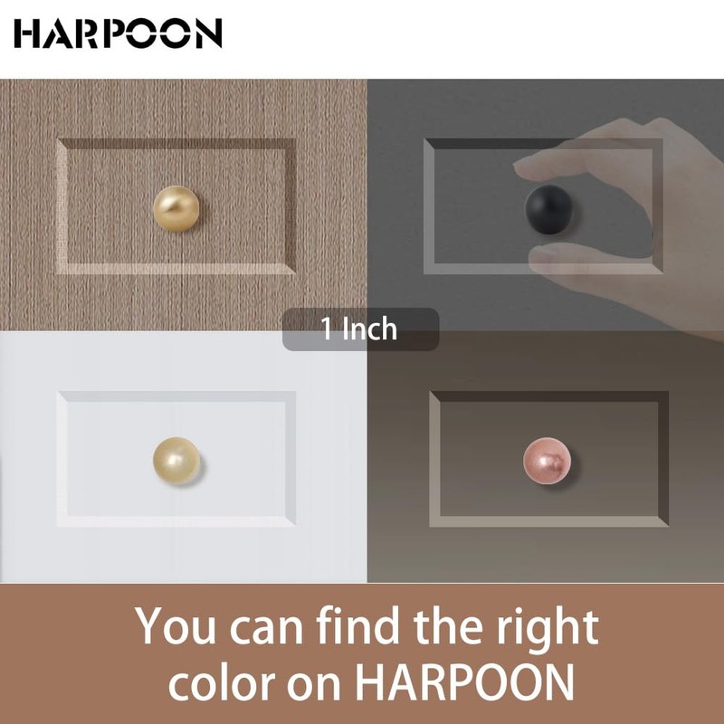 HARPOON 10 Pack Cabinet Round Knobs, Furniture Hardware Pull 1"