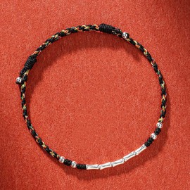 Glückliche Rotes Schnur Armband Damen Männer Faden Yoga mit mit Bambus Knoten Gewebt Red Seil Freundschaft Armband, Talisman, Wachsende Wunsch Armband Flechten Woven bringen Glück und Wohlstand b