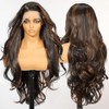 KOME Brown Highlight Synthetic Lace Front Wig,13×6 Body Wave HD