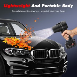 Leaf Blower Cordless, Portable Dust Cleaner Handheld Turbo Jet Blower, 30000 RPM Compressed Air Duster for Patio Cleaning, Drying, Camping, Snow Blowing（ 1 X 3.0Ah Battery and Charger Included）