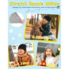 2 Stück Kinder Slouch Beanie Mütze, Weiche Wintermützen für Jungen Mädchen, Warme Kindermützen Doppellagige Baby Strickmütze für Kinder Frühling, Herbst, Winter