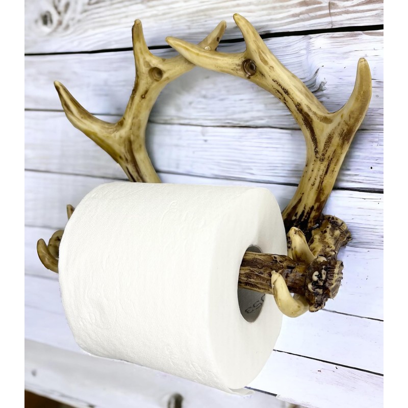 Deer Antler Wall Mounted Toilet Paper Roll Holder – Rustic
