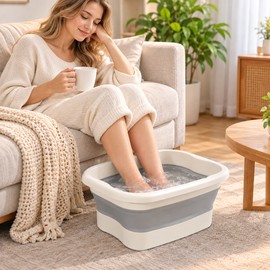 Portable Footbath Massage Bucket Easy To Store Foot Soaking Bath Tub Folding Basin for Winter warmth Relaxing and Pain Relief