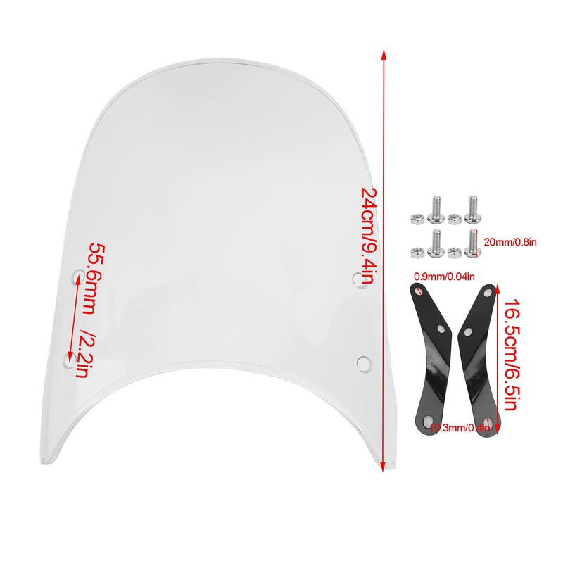 Yctze Motorcycle Windscreen, Motorcycle Windscreen Universal Anti-Crack Scratch Resistant Fit