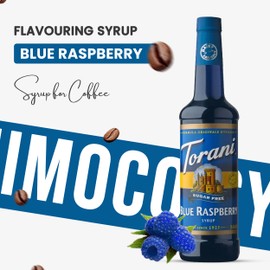 Sugar Free Blue Raspberry Syrup for Coffee 25.4 Ounces Coffee Syrups and Flavors with Jimoco Pump Syrup Dispenser