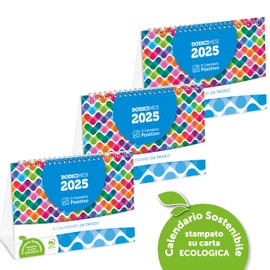 Pack of 3 - Desk Calendar 2025 | Made of Environmentally Friendly Uncoated Paper - Ideal for Marking Appointments and Appointments | Desk Calendar - Dimensions 21 x 15 cm | 28 Pages