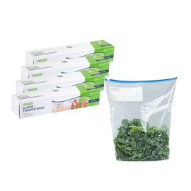 Restaurantware Bag Tek 2 Gallon Freezer Slider Bags 1000 Disposable Zipper Pouch Bags - Slide Zipper Expandable Bottom Clear Plastic Freezer Bags With Write-On-Label For Food Storage