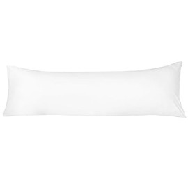 Lasimonne White Body Pillow Covers, Body Pillowcase, Egyptian Quality Cotton Blend Luxury Percale 200TC-20x55,White
