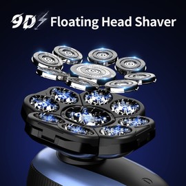Roziahome Head Shavers for Bald Men 9D Electric Rotary Shaver Multifunctional Mens Bald Head Shaver Cordless Electric Razor for Men Wet & Dry Beard Clippers Rechargeable Shavers for Balding Man