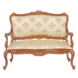 Dollhouse Miniature Louis XV Rococo Settee, Walnut Finish #JJ07014WN