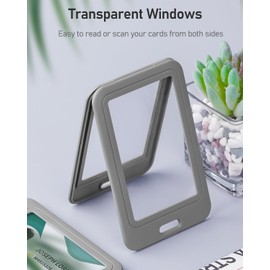 Uniclife ID Card Holder with Double Sided Windows Vertical Hard Plastic Grey Card Protector Bag for Office, School, ID, Credit Cards, Proximity Keys, Driving Licenses and Passports, Pack of 3