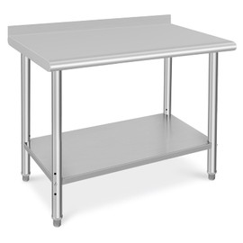 Stainless Steel Table Prep & Work Table 24 x 48 Inches NSF Heavy Duty Commercial with Backsplash for Restaurant Kitchen Home and Hotel