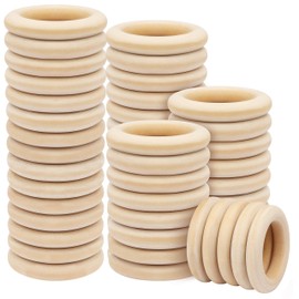 Belle Vous Pack of 50 Natural Wooden Rings - 70 mm Outer Diameter with 50 mm Inner Diameter - Untreated Wooden Ring for Arts & Crafts, DIY, Sc Jewellery Making, Ring Pendant Connections