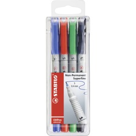 OHP Pen - STABILO OHP Pen Soluble - Superfine - Wallet of 4 - Assorted Colours