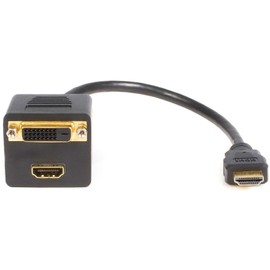 StarTech.com 1 ft. (0.3 m) HDMI Splitter Cable - 2 Port - HDMI to HDMI and DVI-D Adapter - HDMI Splitter (HDMISPL1DH) Black