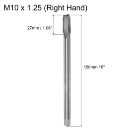 sourcing map Metric Thread Tap M10 x 1.25 H2 150mm Extra Long Straight Flute Screw Thread Milling Machine Taps Threading Tapping Repair Tool