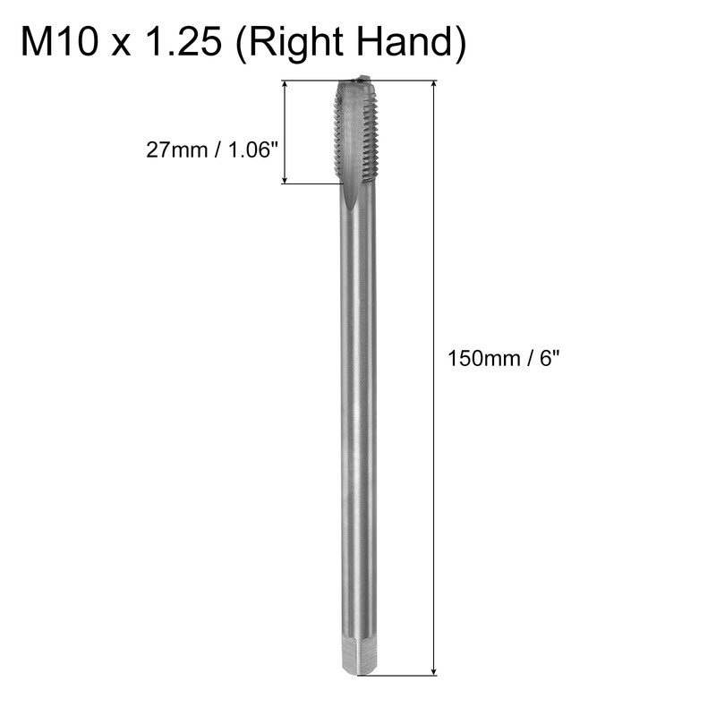 sourcing map Metric Thread Tap M10 x 1.25 H2 150mm