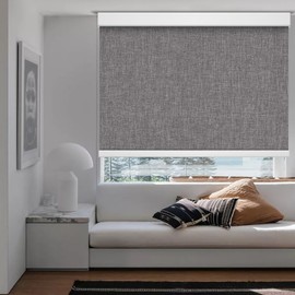Changshade Blackout Roller Shades for Windows,Customized Cordless Roller Shades with Valance,UV Protection and Thermal Insulation Fabric Blinds for Windows and Home,Deep Grey