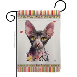 Breeze Decor Cat Sphynx Happiness Garden Flag Animals Kitten Meow Spoiled Paw Fur Pet Nature Farm Animal Creature Small Decorative Gift Yard House Banner Double-Sided Made in USA 13 X 18.5