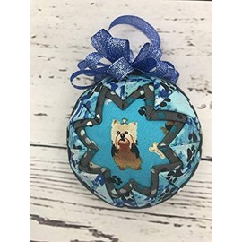 Yorkie Dog fabric quilted ornament
