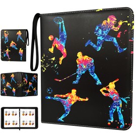 400 Pockets Sports Cards Binder,Trading Cards Holder Card Collectors Album,Trading Card Binder 4 Pocket with 50 Removable Sleeves for Football Baseball Basketball Hockey Soccer Card