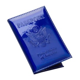 Pretty Little Passports Chrome Passport Cover Vaccine Card Holder Combo, Passport Holder with Vaccine Card Slot (Blue)