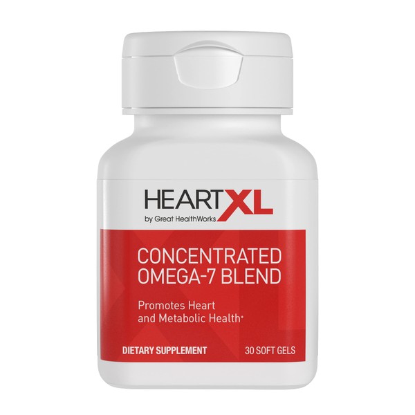 HeartXL High Potency Omega-7 Blend Cardiovascular Health Support - Promotes Healthy Metabolism - Gluten-Free Heart Health Supplement - 30 Soft Gels