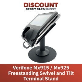 Discount Credit Card Supply Verifone MX915 / Mx925 7" Freestanding Swivel and Tilt Terminal Stand with Round Plate, Black