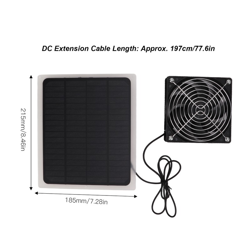 10W Solar Panel Fan Kit Waterproof Cooling Ventilator for Dog