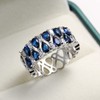 HaoMo Luxury Topaz Sapphire Ring 925 Sterling Silver Wedding Ring