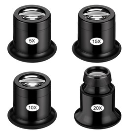 Giantree 4 Pcs Jewelers Loupe 5X/10X/15X/20X Monocular Magnifier, Portable Handheld Magnifier Dome Optics Lens Loupes Magnifying Glass Eye Loops for Gem Diamond Stamp Newspaper Watch Jewelry Repair