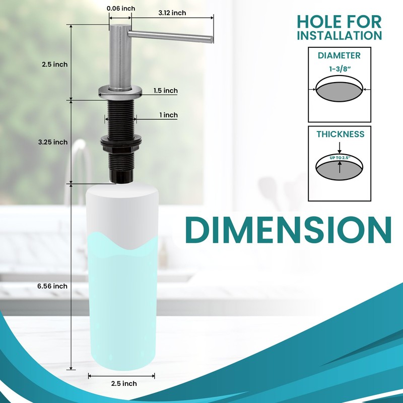Metpure Built in Soap Dispenser for Kitchen Sink, Stainless Steel