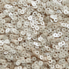 SequinsUSA 4mm Flat Sequins Nude Beige Transparent Glossy Matte Duo Reversible Medium Hole