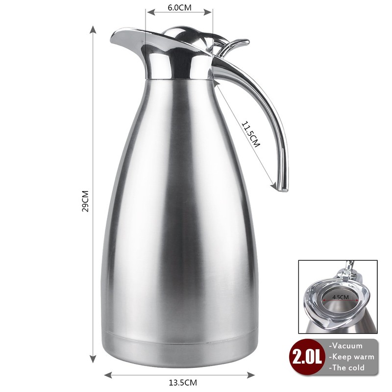 Thermal Carafe Stainless Steel Double Wall Vacuum Insulated 68 Oz