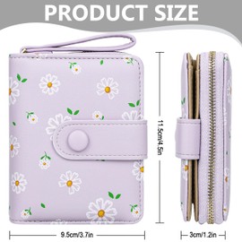 Farcauo Small Purses for Women Ladies Purse Flower Wallet for Women Cute Wallets with Card Holder Purple Ladies Kawaii Flower Card Wallets Coin Purse with Credit Card Holder