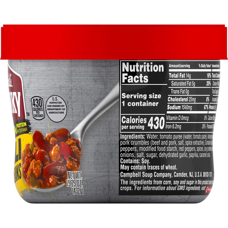 Campbell's Chunky Chili with Beans, 15.25 oz. Microwavable Bowl